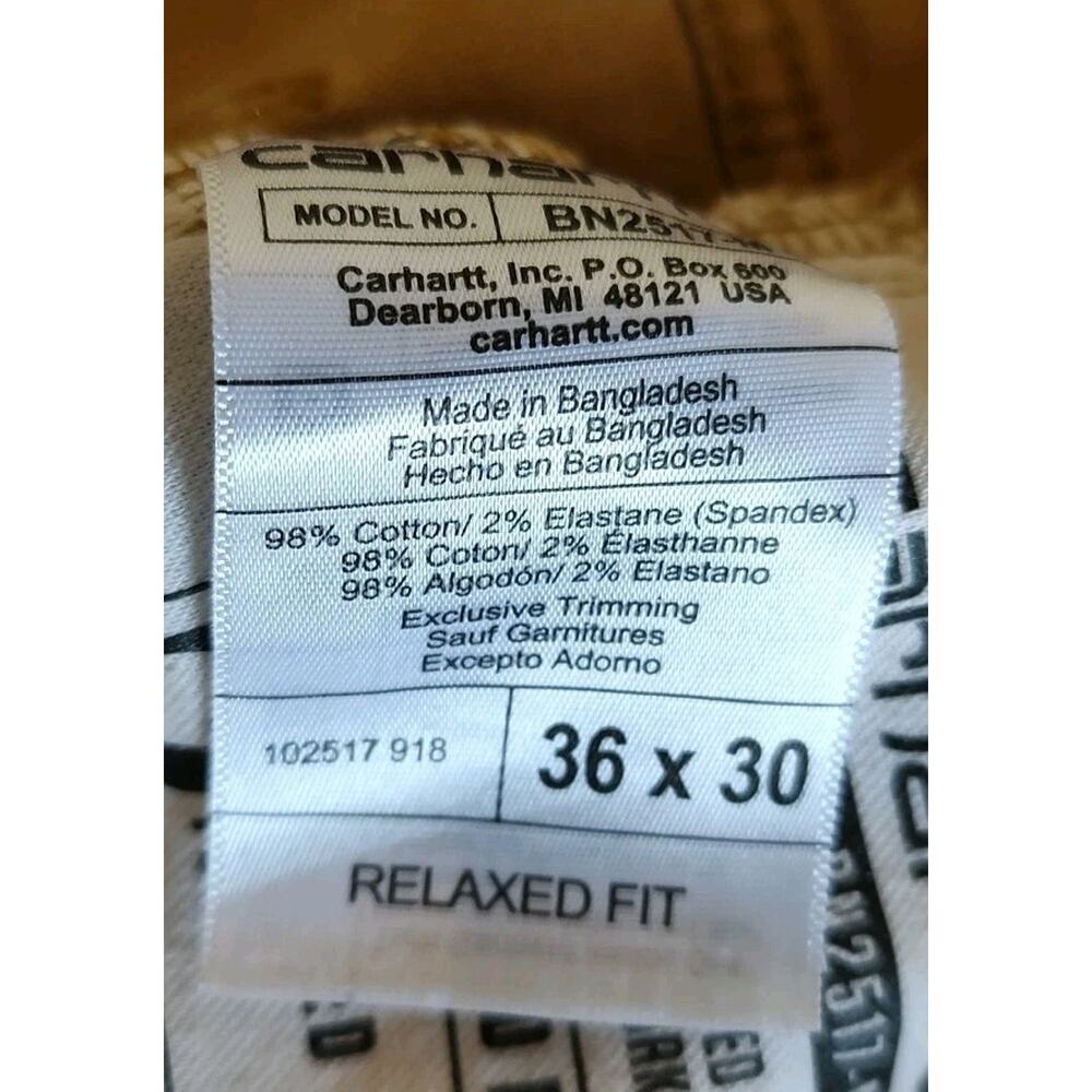Men's Carhartt Pants Khaki Workwear Relaxed Fit Rugged Flex Canvas Utility 35x27 - Picture 7 of 7